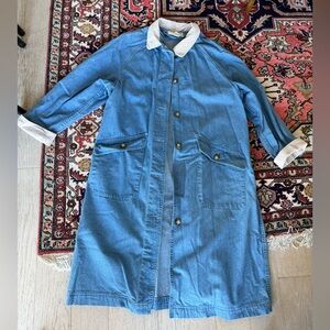 L.L. Bean Jean Trench Coat with Corduroy Accents